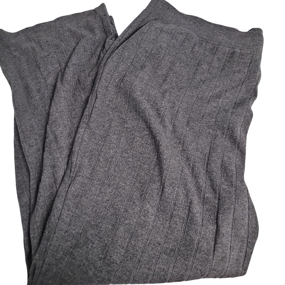 Tranquil True Gray Ribbed Flowy Lounge Pants Plus Size 2X High Rise‎